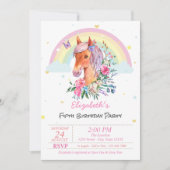 ポニーかわいらしレインボースターズ誕生日招待状 招待状 (正面)