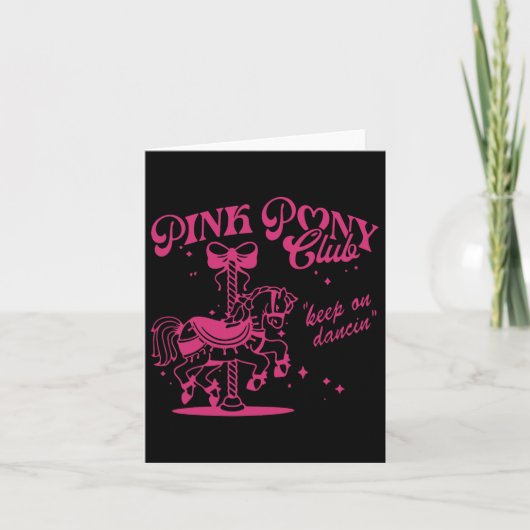 ポニーとヒール好きなピンクの女の子のクラブカウガール カード (正面)