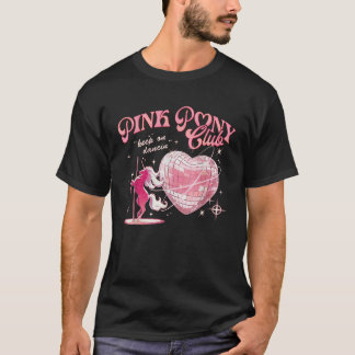 ポニーとヒール恋人ピンクの女の子クラブディスコ誕生 Tシャツ