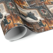 ポニーと子猫がクリスマスの納屋に ラッピングペーパー (ロールコーナー)