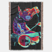 ポニーと絵を描のデザイン スローブランケット (正面縦)