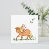 ポニーに乗った赤ちゃん - 誕生のお知らせ 案内状 (スタンド正面)