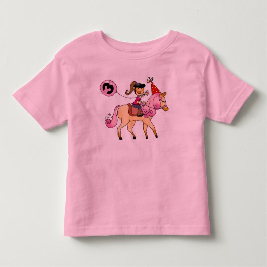 ポニーに乗った3歳の少女 トドラーTシャツ (正面)