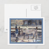 ポニーのアートワークをリードする少女 ポストカード (正面/裏面)