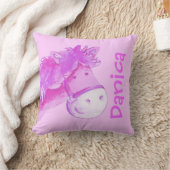 ポニーの名前と誕生生まれたばかりのギフト淡い色のパープル枕 クッション (ブランケット)