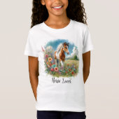 ポニーの愛好家 ポイント柄の子馬 女子  Tシャツ (正面)
