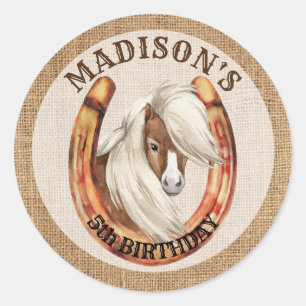 ポニーの誕生日のギディーアップ女性のカーボーイカウボーイパーティー ラウンドシール