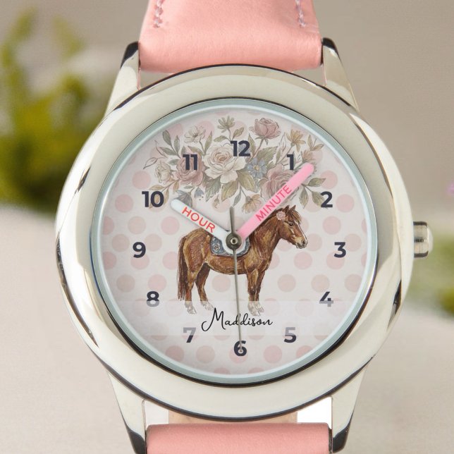 ポニーの誕生日 腕時計 ( This charming theme combines the elegance of French country décor with whimsical pony illustrations)