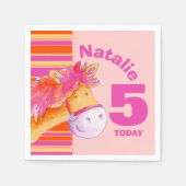 ポニーアート5歳の誕生日カスタマイズ女子 スタンダードカクテルナプキン (正面)