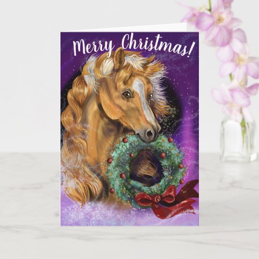 ポニーウィズクリスマスリース カード (蘭)