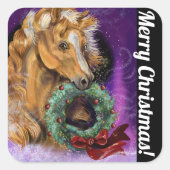 ポニーウィズクリスマスリース スクエアシール (正面)