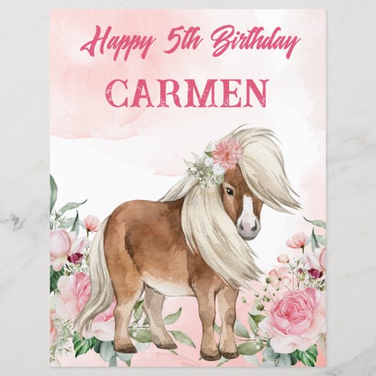 ポニーサインピンクの花かわいい馬を採用 (裏面)