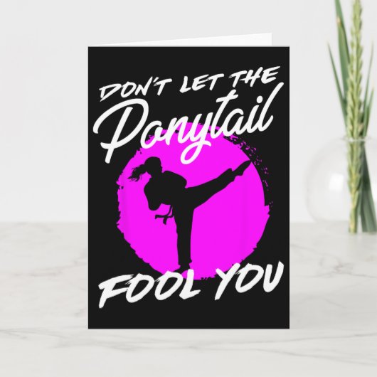 ポニーテールに空手を騙すなおもしろいい カード (正面)