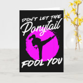 ポニーテールに空手を騙すなおもしろいい カード (黄色い花)