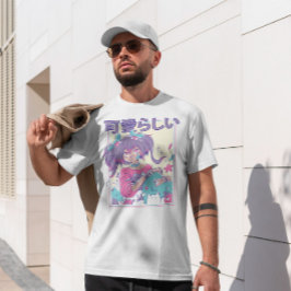 ポニーテールのかわいいアニメの少女 Tシャツ