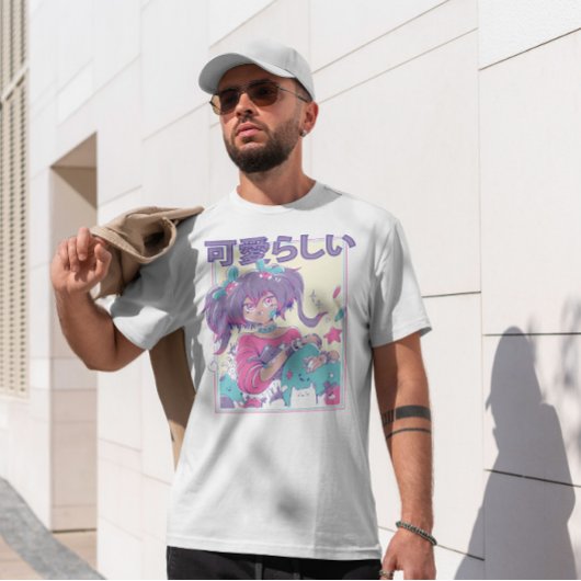 ポニーテールのかわいいアニメの少女 Tシャツ