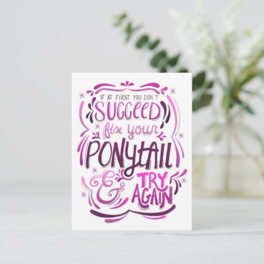 ポニーテールを修正して再試行 ポストカード (スタンド正面)