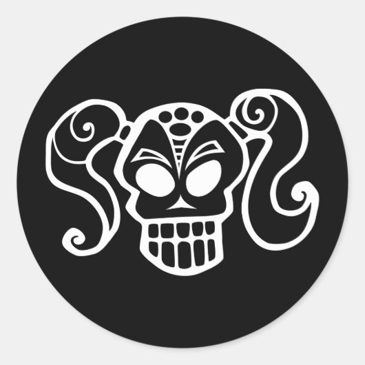 ポニーテールスカルゴシックガールステッカー ラウンドシール (正面)