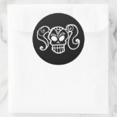 ポニーテールスカルゴシックガールステッカー ラウンドシール (バッグ)