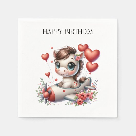 ポニーパイロット 誕生日 スタンダードカクテルナプキン (正面)