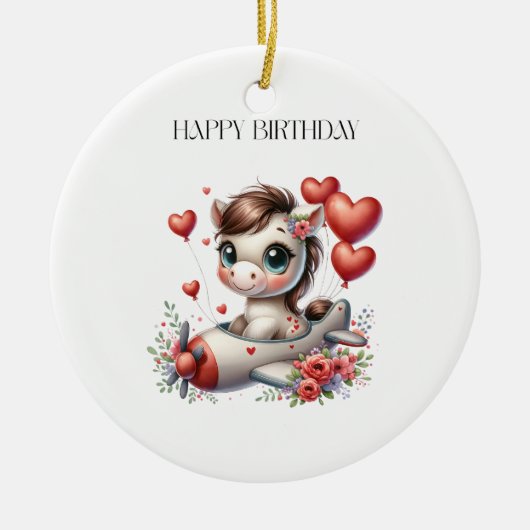 ポニーパイロット 誕生日 セラミックオーナメント (正面)