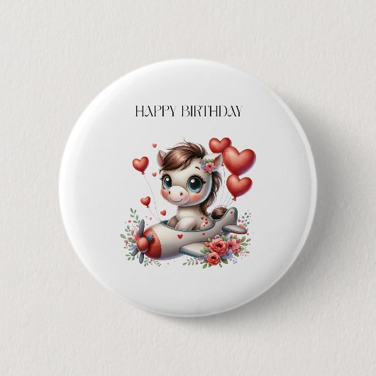 ポニーパイロット 誕生日 缶バッジ (正面)