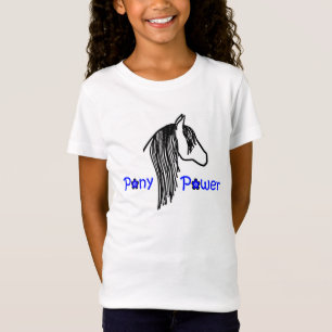 ポニーパワーブラックとブルーのTシャツfor Girls Tシャツ