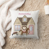 ポニーパーソナライズされたスかわいらしハウスホースピロー クッション (ブランケット)