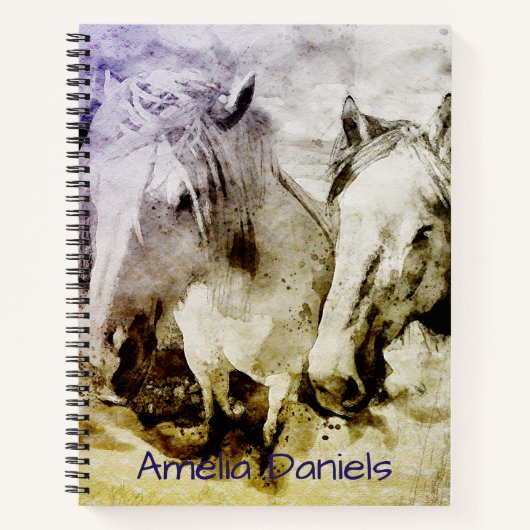 ポニーパーソナライズされた行頭文字 ノートブック (正面)