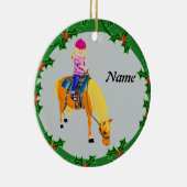 ポニーパーソナライズされた馬の漫画の少女 セラミックオーナメント (右)