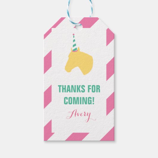ポニーパーティーパーソナライズされたギフトラベルピンク ギフトタグ (正面)