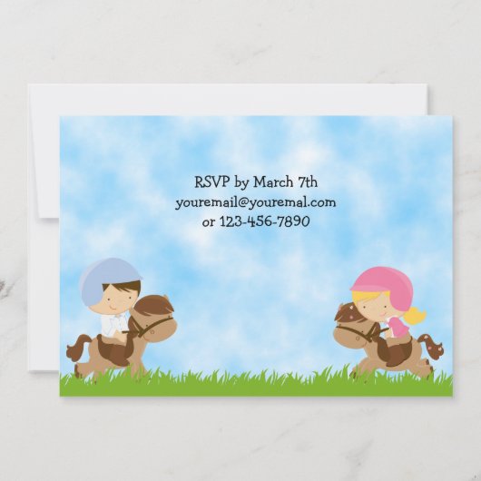 ポニーパーティー誕生日招待状forガールアンドボーイズ 招待状 (裏面)