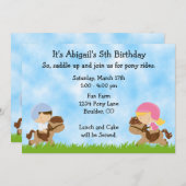 ポニーパーティー誕生日招待状forガールアンドボーイズ 招待状 (正面/裏面)