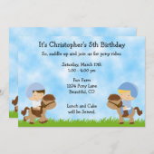 ポニーパーティー誕生日招待状forボーイズ 招待状 (正面/裏面)