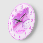 ポニーピンクの女の子の部屋の壁時計 ラージ壁時計 (傾斜)