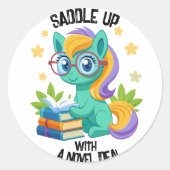 ポニーブックの読勇気付けられるのパーソナライズ ラウンドシール (正面)