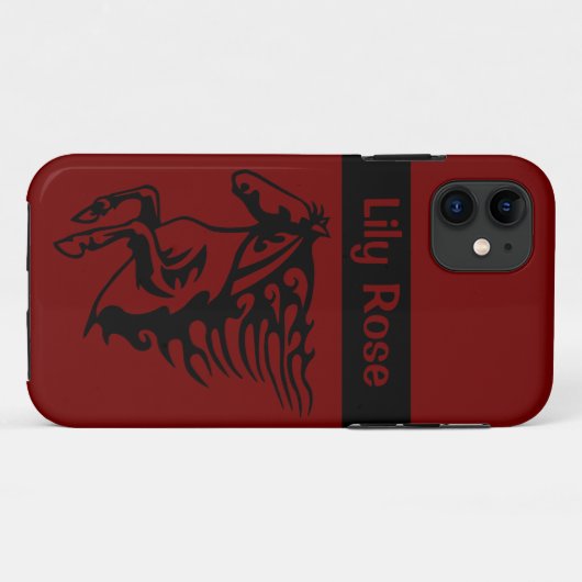 ポニーホースブロンコスタリオンステッドルビーレッドラインアート Case-Mate iPhoneケース (裏面(横))