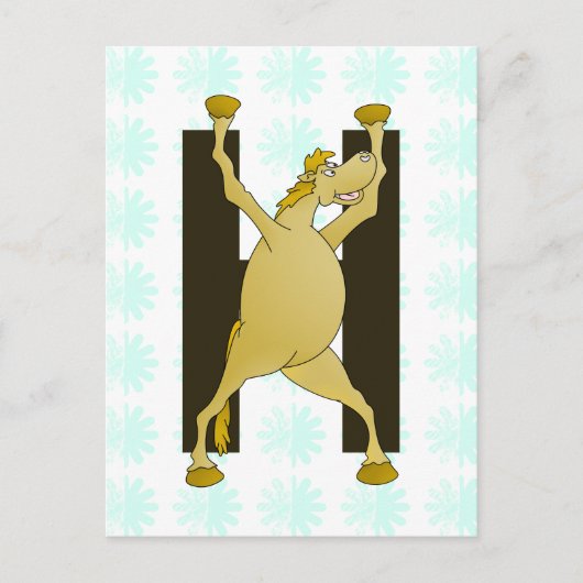 ポニーモノグラム文字H パーソナライズされた ポストカード (正面)