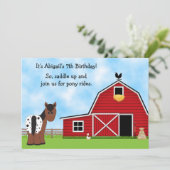 ポニーライドの乗馬バースデー招待状 招待状 (スタンド正面)