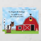 ポニーライド乗馬誕生日招待状 招待状 (正面/裏面)