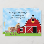 ポニーライド乗馬誕生日招待状 招待状 (正面/裏面)
