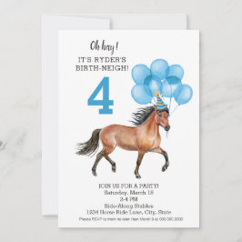 ポニー乗馬 青い誕生日パーティー // 馬の誕生 neigh 招待状