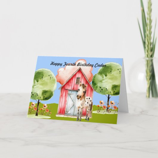 ポニー付き少年の誕生日カード シーズンカード (正面)