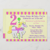 ポニー絵を描バースデーパーティー 招待状 (正面/裏面)