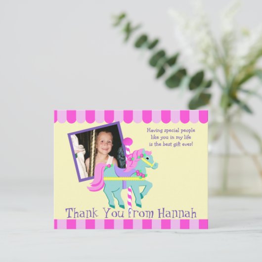 ポニー絵を描写真ありがとうフラットカード サンキューカード (スタンド正面)