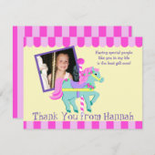 ポニー絵を描写真ありがとうフラットカード サンキューカード (正面/裏面)