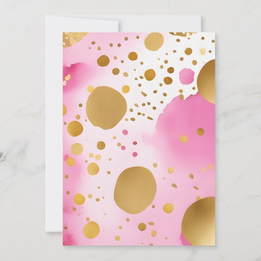 ポニー誕生日パーティーかわいいポニー金ゴールドの散水 招待状 (裏面)