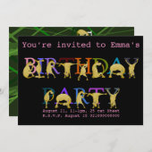 ポニー誕生日パーティーの招待、明るい色 招待状 (正面/裏面)