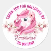 ポニー誕生日パーティーピンクの感謝してい馬君 ラウンドシール (正面)