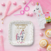 ポニー誕生日パーティーホワイトホース食器 ペーパープレート (パーティー)